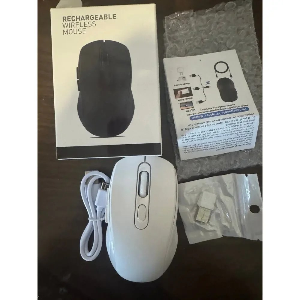 Wireless Bluetooth Mouse 2.4GHz USB Type-C Receiver with Dual Mode Switch White